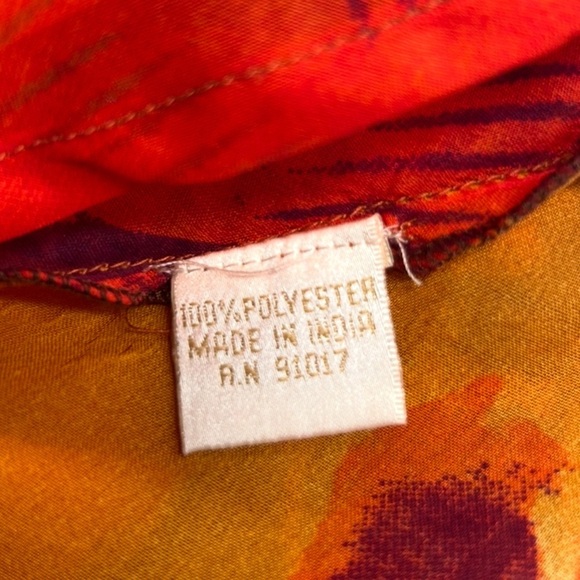 Vibrant Orange Yellow Women's Beach Coverup colorful boho butterflies Size S - Picture 8 of 9